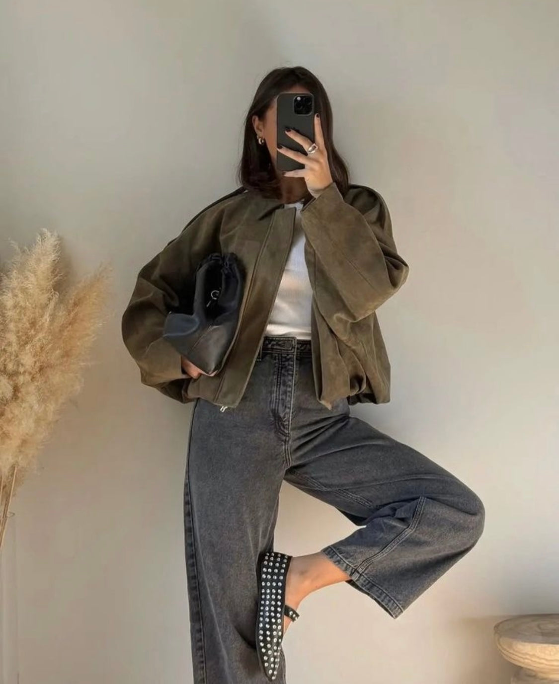 BOMBER SUEDE EFFECT AUBERGINE
