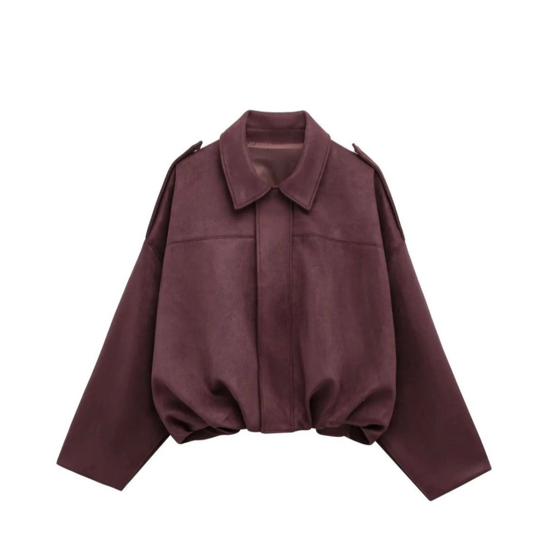BOMBER SUEDE EFFECT AUBERGINE