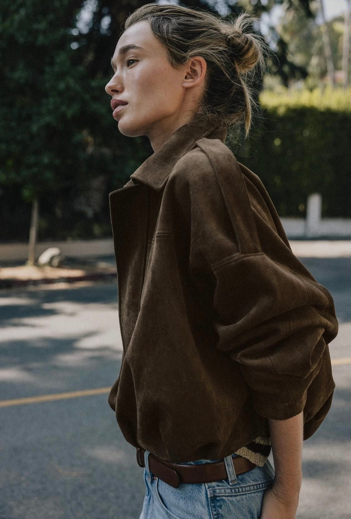 BOMBER SUEDE EFFECT CHOCOLAT