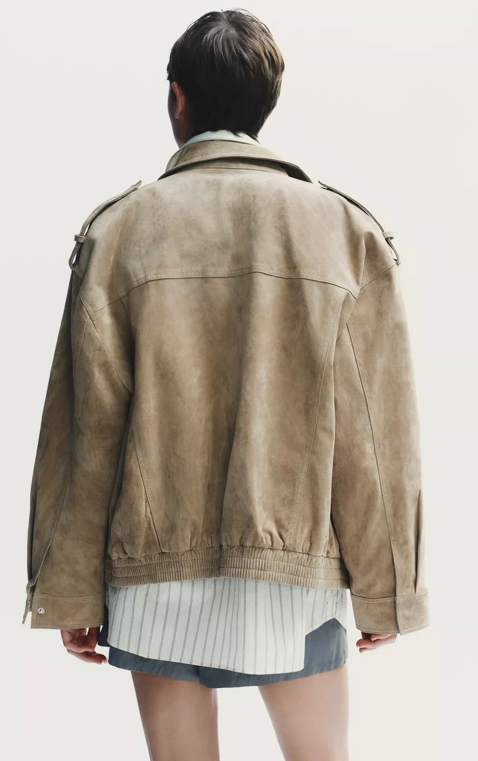VESTE AVIATEUR SUEDE EFFECT - CREAM