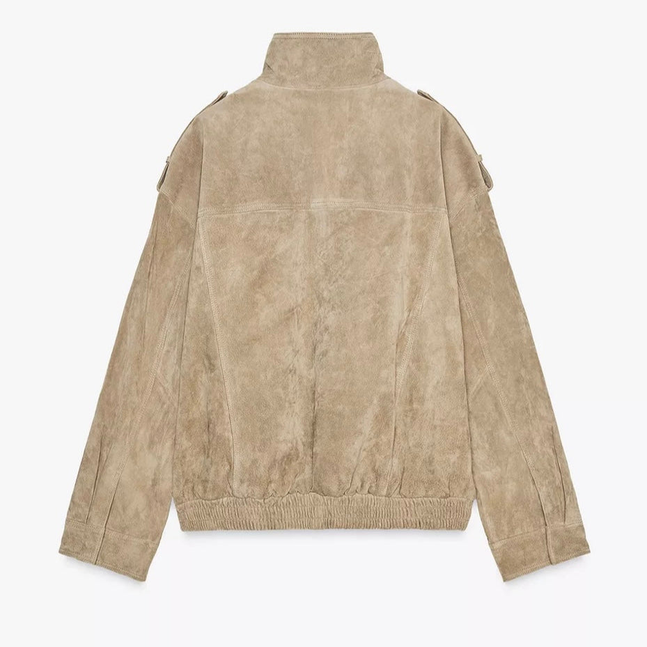 VESTE AVIATEUR SUEDE EFFECT - CREAM