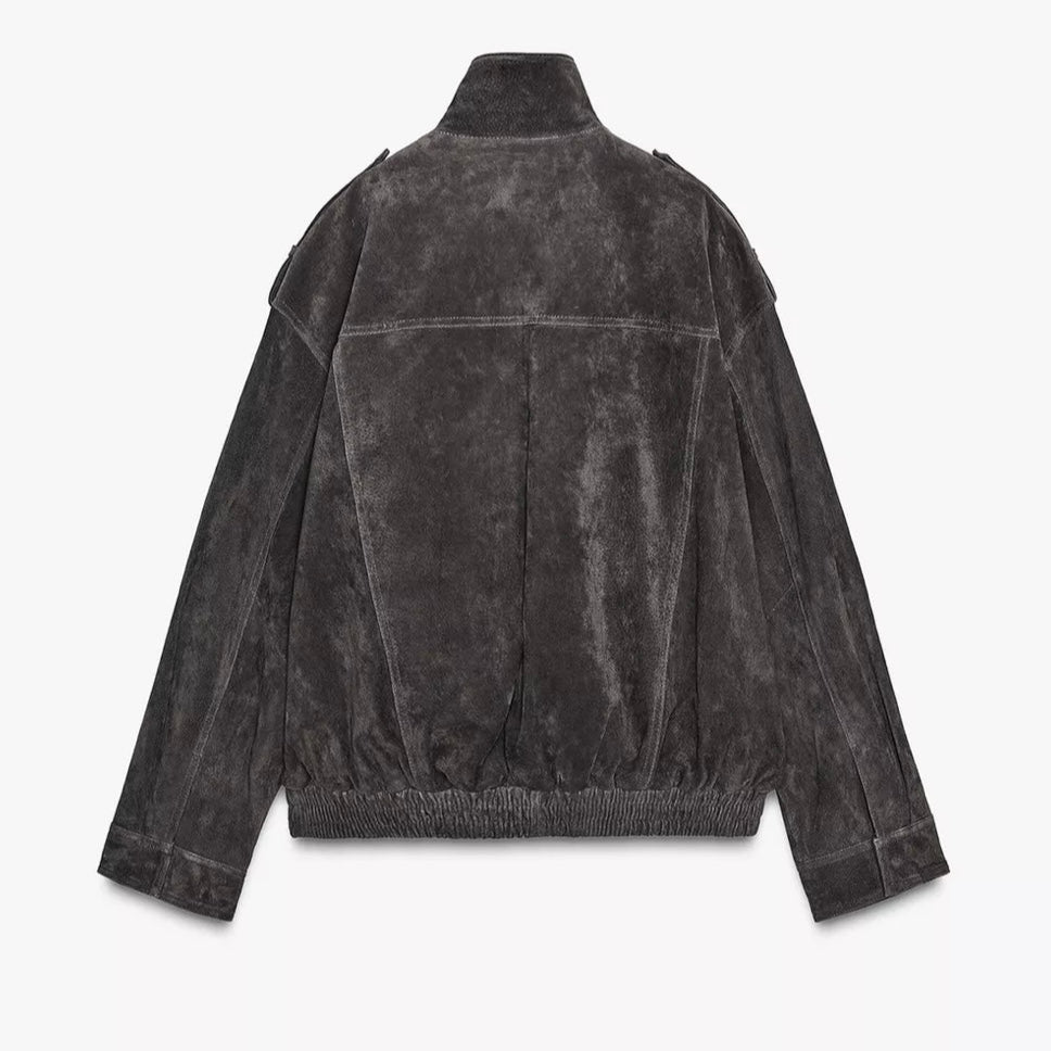 VESTE AVIATEUR SUEDE EFFECT - BLACK